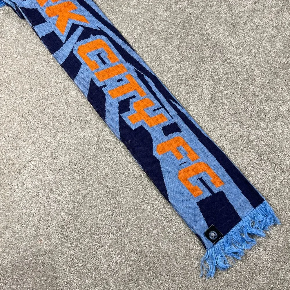 Adidas Unisex OSFA Blue Orange Winter‎ Fringe New York City FC MLS Scarf NWT